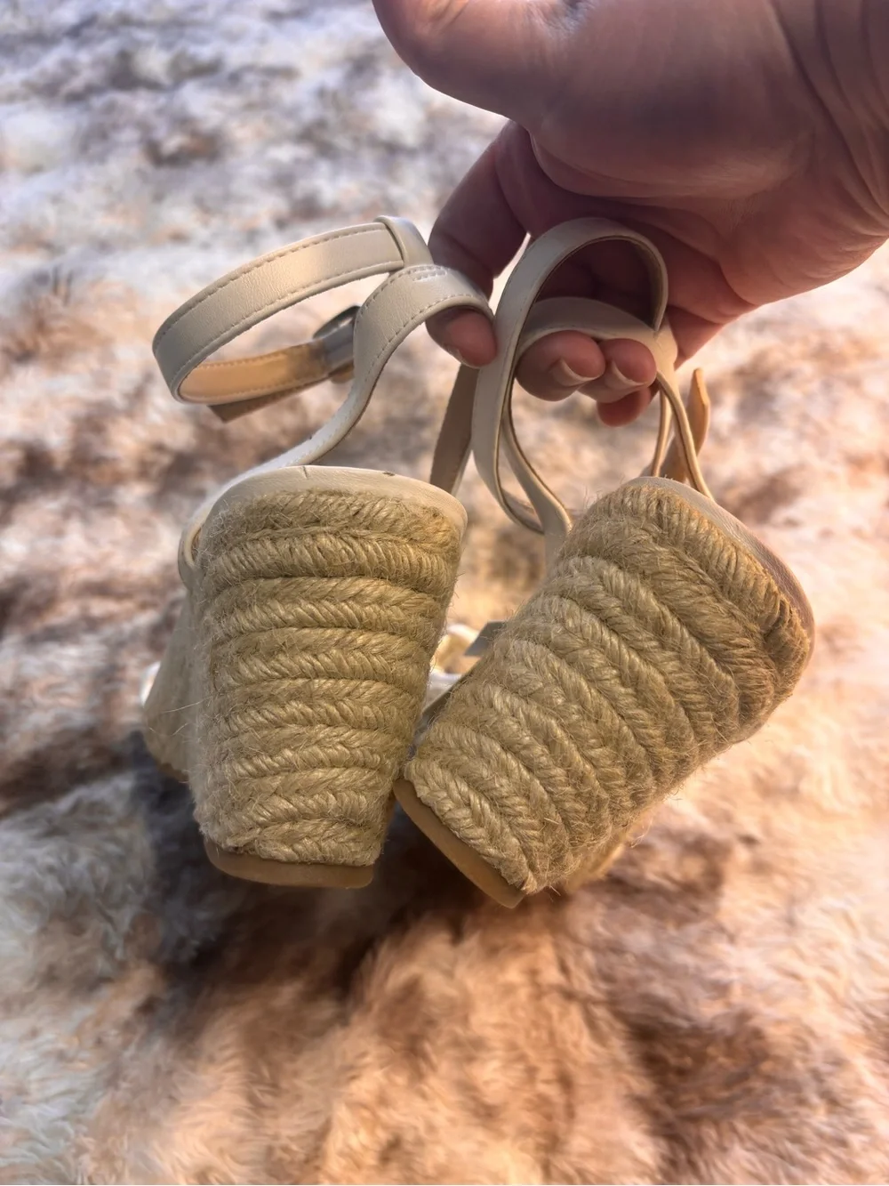 a new day White Braided Espadrille Wedge Sandals